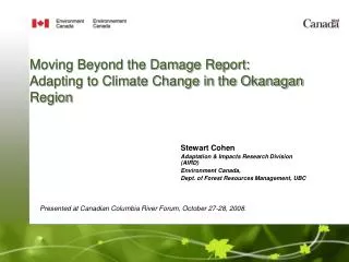 Moving Beyond the Damage Report: Adapting to Climate Change in the Okanagan Region