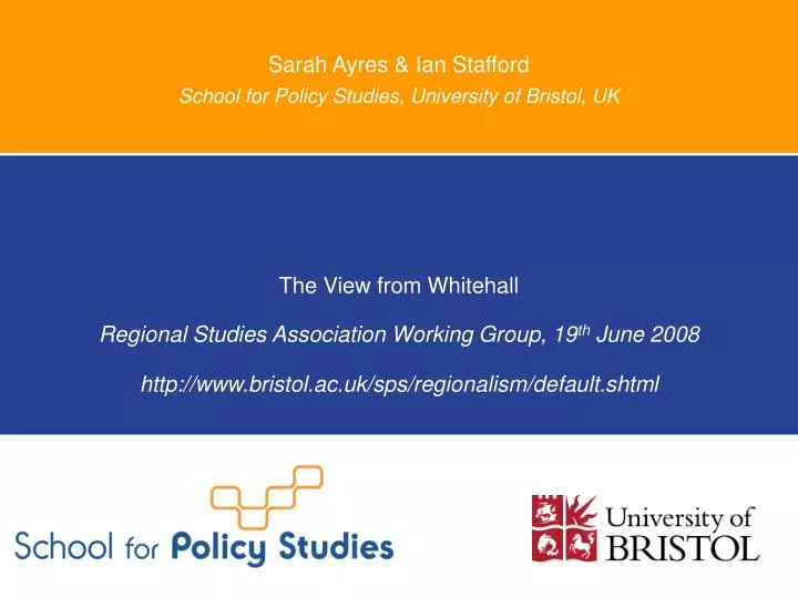 sarah ayres ian stafford school for policy studies university of bristol uk