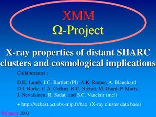 X-ray properties of distant SHARC clusters and cosmological implications