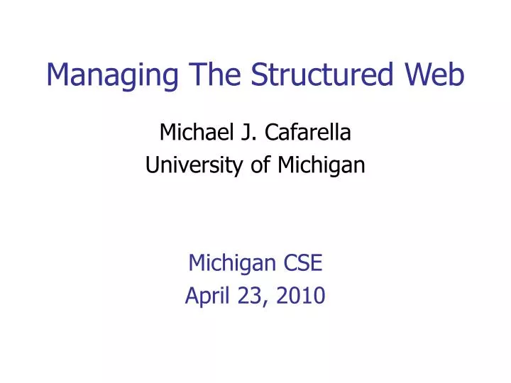 managing the structured web