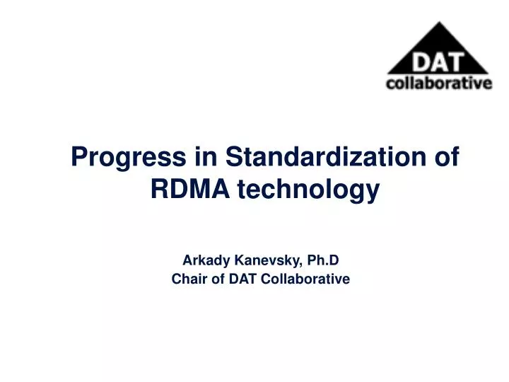 progress in standardization of rdma technology