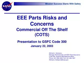 EEE Parts Risks and Concerns