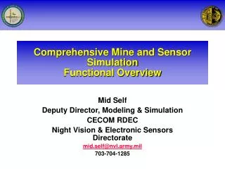 Comprehensive Mine and Sensor Simulation Functional Overview