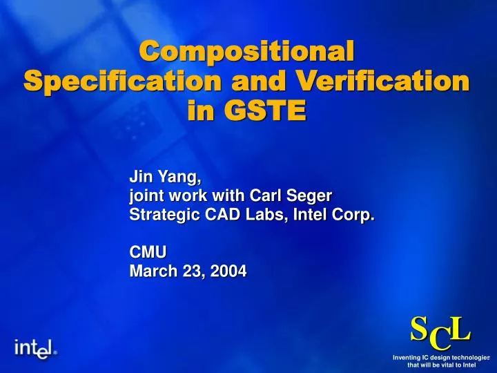 compositional specification and verification in gste