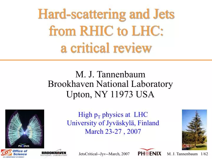 hard scattering and jets from rhic to lhc a critical review