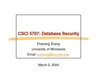 CSCI 5707: Database Security
