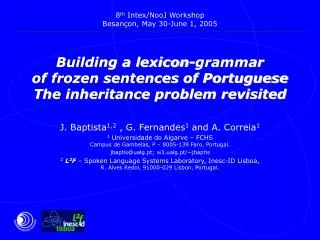 Building a lexicon-grammar of frozen sentences of Portuguese The inheritance problem revisited