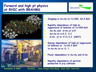 Forward and high pt physics at RHIC with BRAHMS