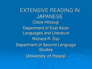 EXTENSIVE READING IN JAPANESE