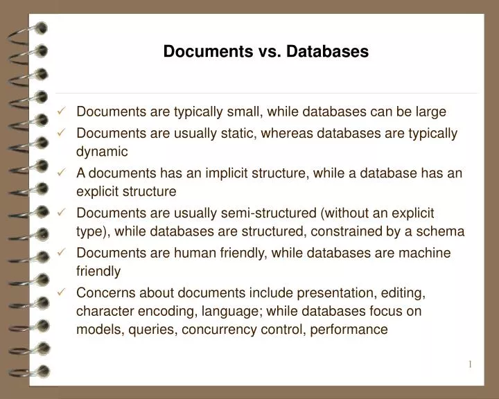 documents vs databases