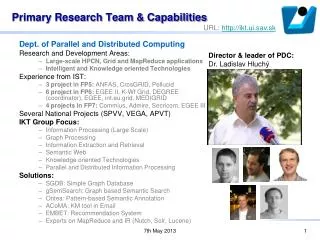 Primary Research Team &amp; Capabilities