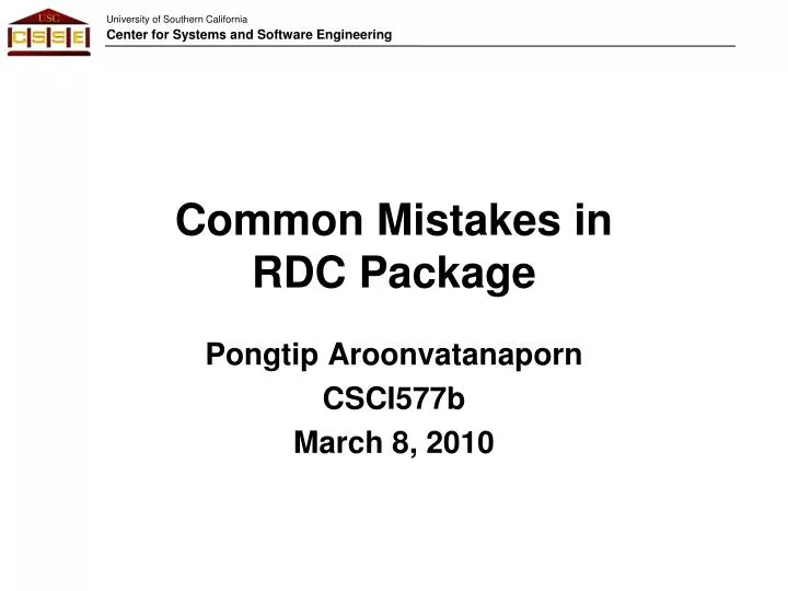 common mistakes in rdc package