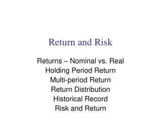 Return and Risk