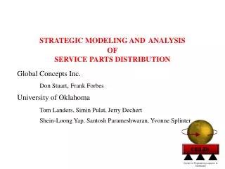 STRATEGIC MODELING AND ANALYSIS OF SERVICE PARTS DISTRIBUTION
