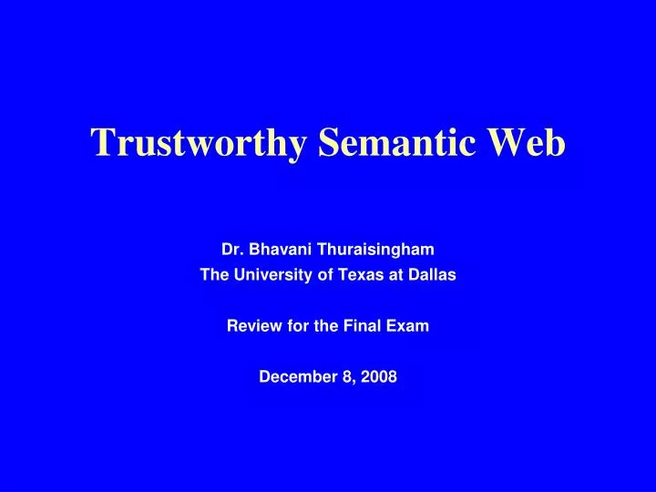 trustworthy semantic web
