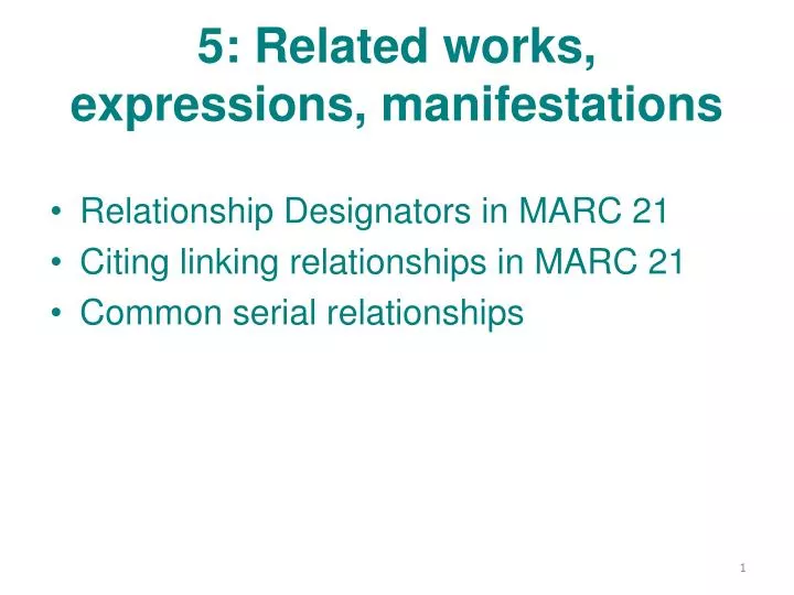 5 related works expressions manifestations