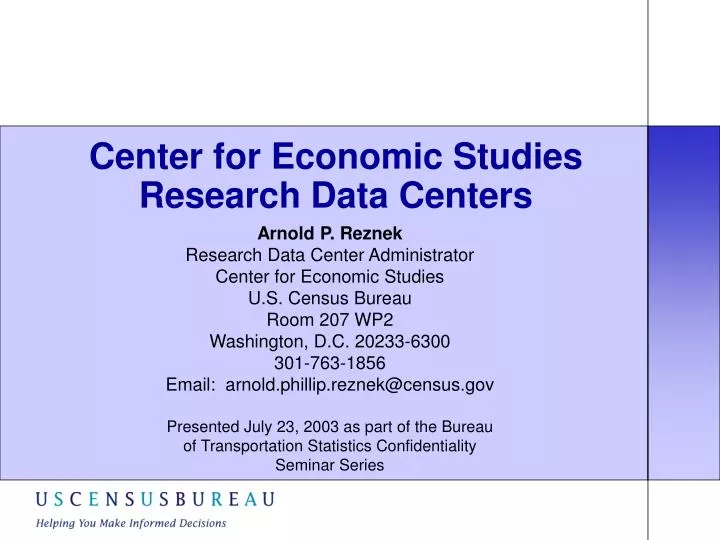 center for economic studies research data centers