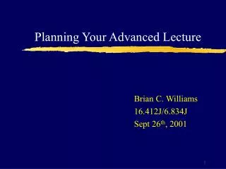 Planning Your Advanced Lecture