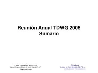 reuni n anual tdwg 2006 sumario