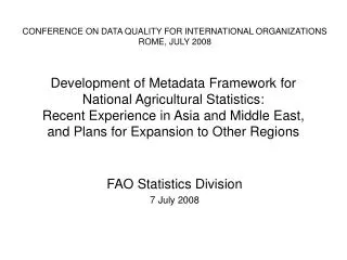 FAO Statistics Division 7 July 2008