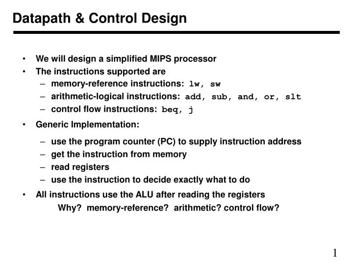 datapath control design