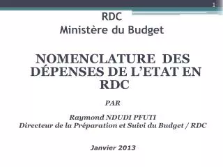 rdc minist re du budget