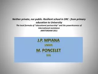 J.P. Mpiana UNIKIN M. Poncelet ULg