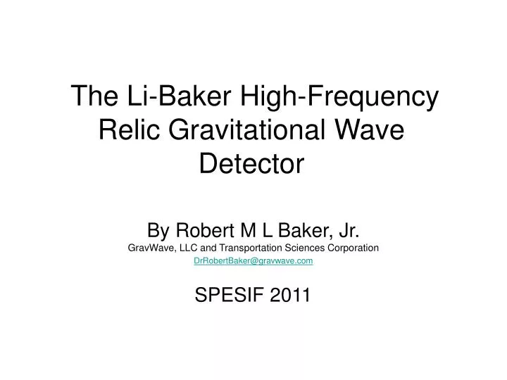 the li baker high frequency relic gravitational wave detector