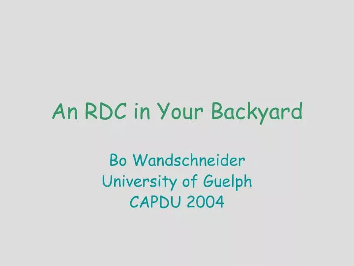 bo wandschneider university of guelph capdu 2004