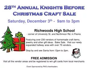 Saturday, December 3 th - 9am to 3pm