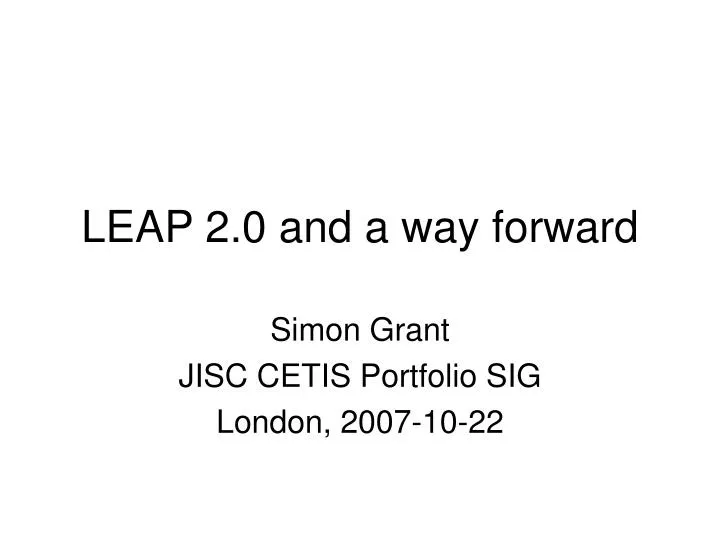 leap 2 0 and a way forward