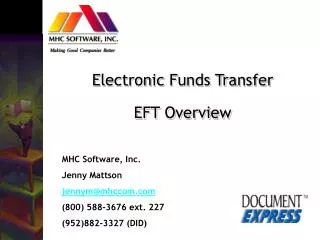 Electronic Funds Transfer EFT Overview