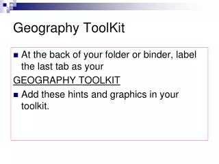 geography toolkit