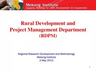 Rural Development and Project Management Department (RDPM)