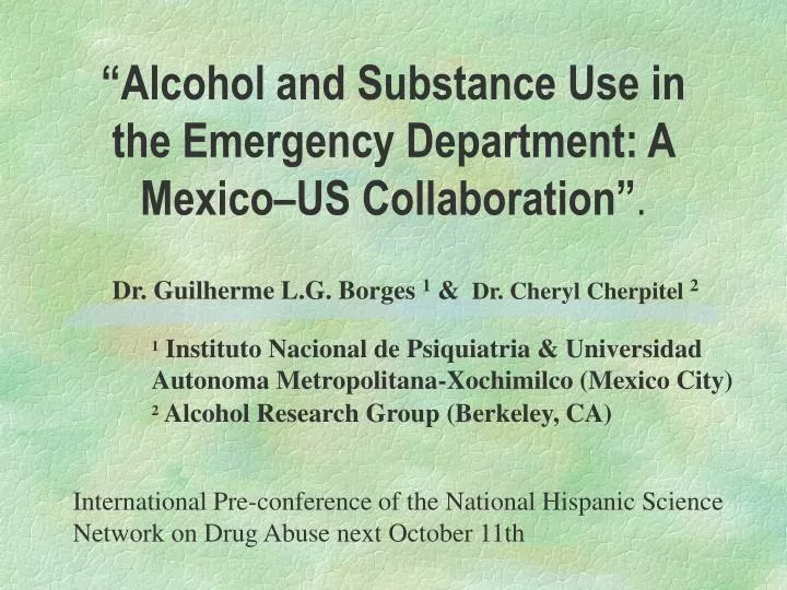 alcohol and substance use in the emergency department a mexico us collaboration