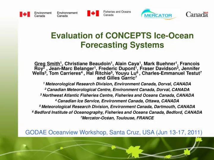 evaluation of concepts ice ocean forecasting systems