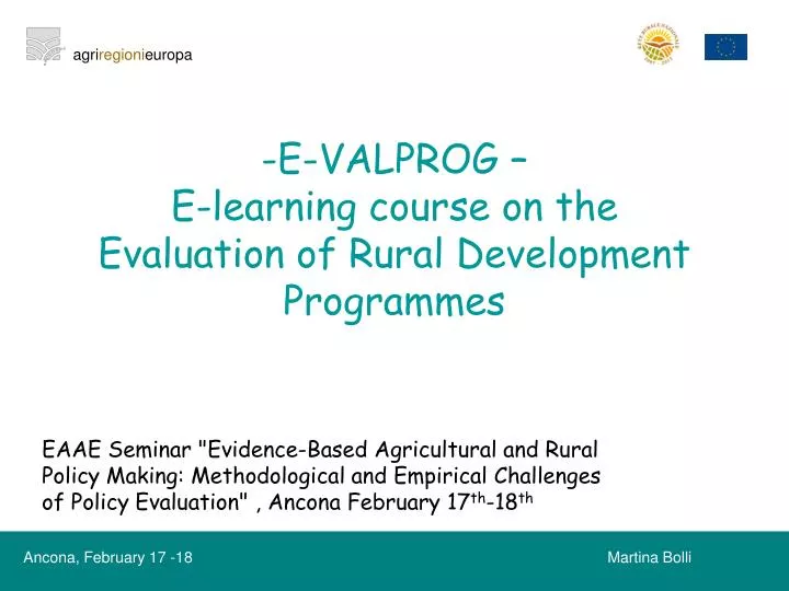e valprog e learning course on the evaluation of rural development programmes