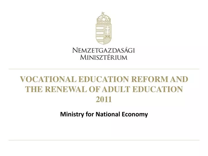 vocational education reform and the renewal of adult education 2011