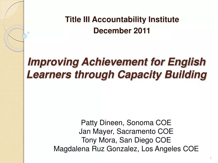 improving achievement for english learners through capacity building