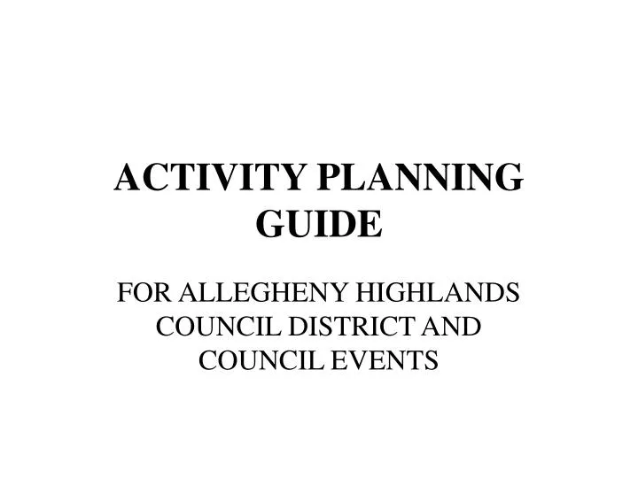 activity planning guide