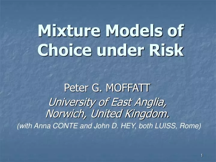 mixture models of choice under risk