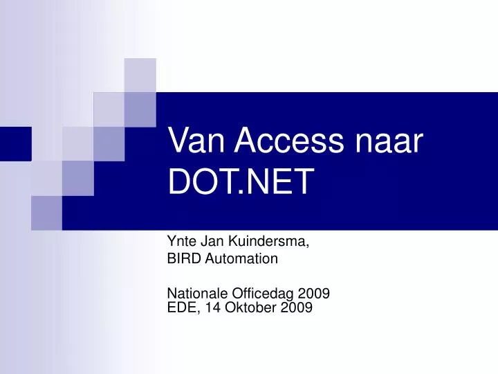 van access naar dot net