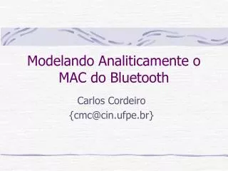 modelando analiticamente o mac do bluetooth