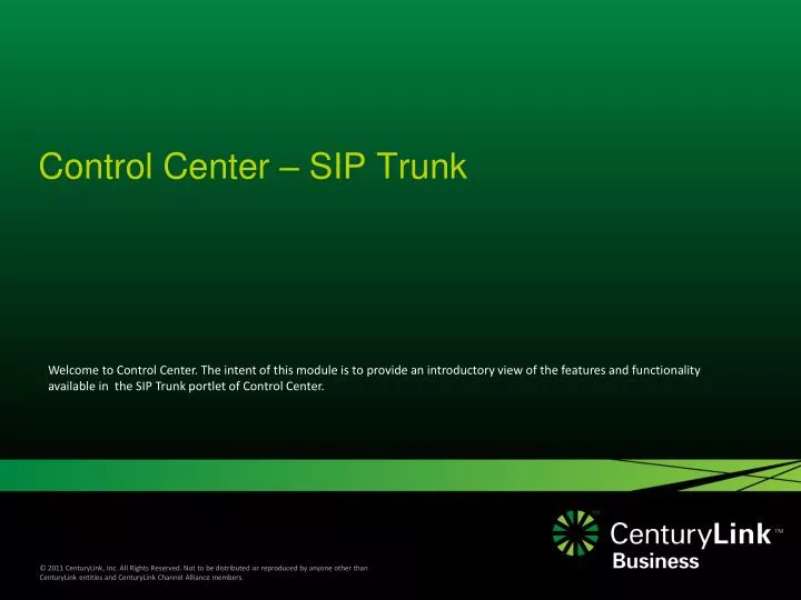 control center sip trunk