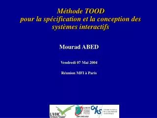 m thode tood pour la sp cification et la conception des syst mes interactifs