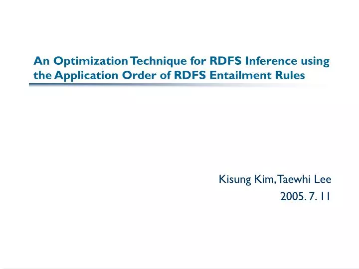 an optimization technique for rdfs inference using the application order of rdfs entailment rules