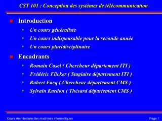 cst 101 conception des syst mes de t l communication