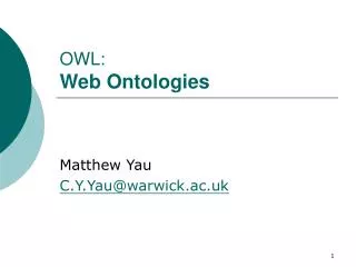 OWL: Web Ontologies