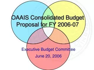 OAAIS Consolidated Budget Proposal for FY 2006-07
