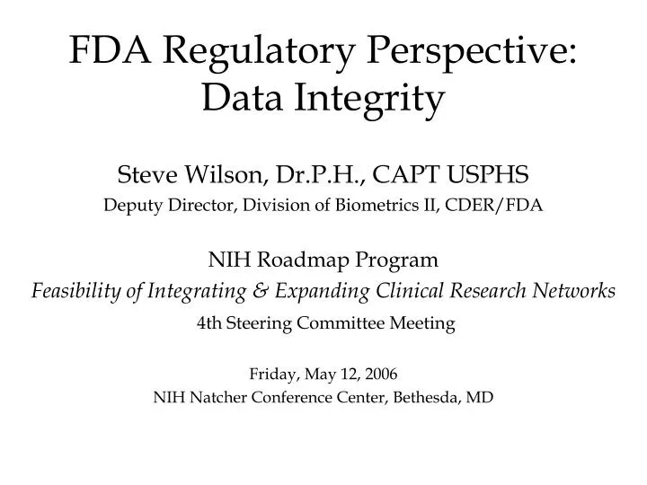 fda regulatory perspective data integrity